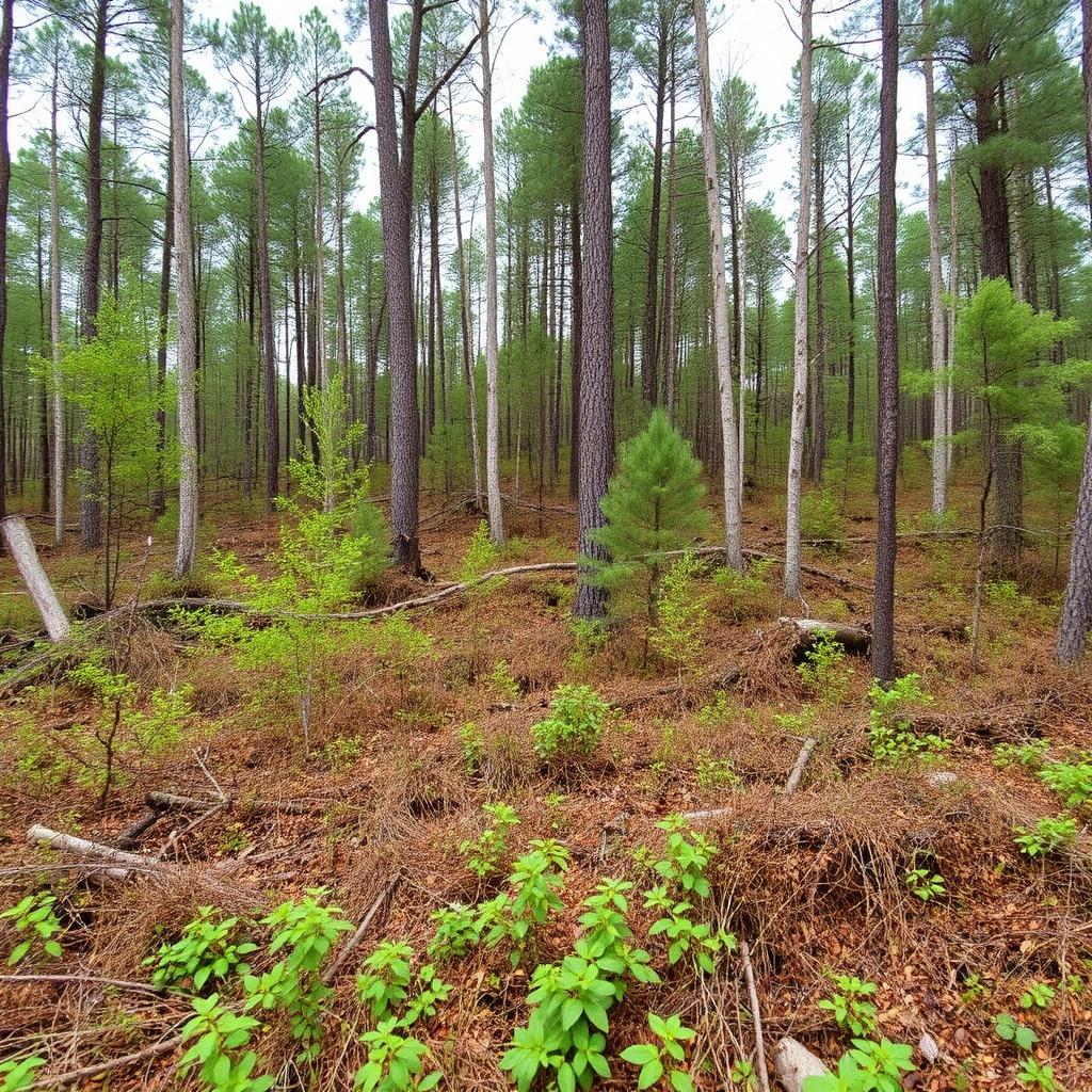 Before — Wooded acreage → Mulched park